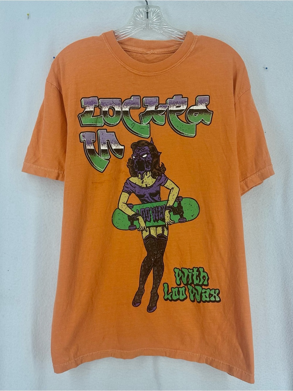 Loo Wax Lotta Us Graphic Skate T Shirt Mens L Orange Streetwear Horror Tee